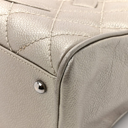 Chanel Metallic Caviar Quilted Timeless Bowler Silver 12 of 14