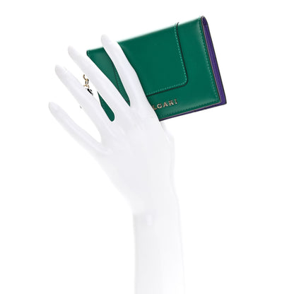 Bulgari Serpenti Calfskin Card Case Emerald Green Amethyst 2 of 7