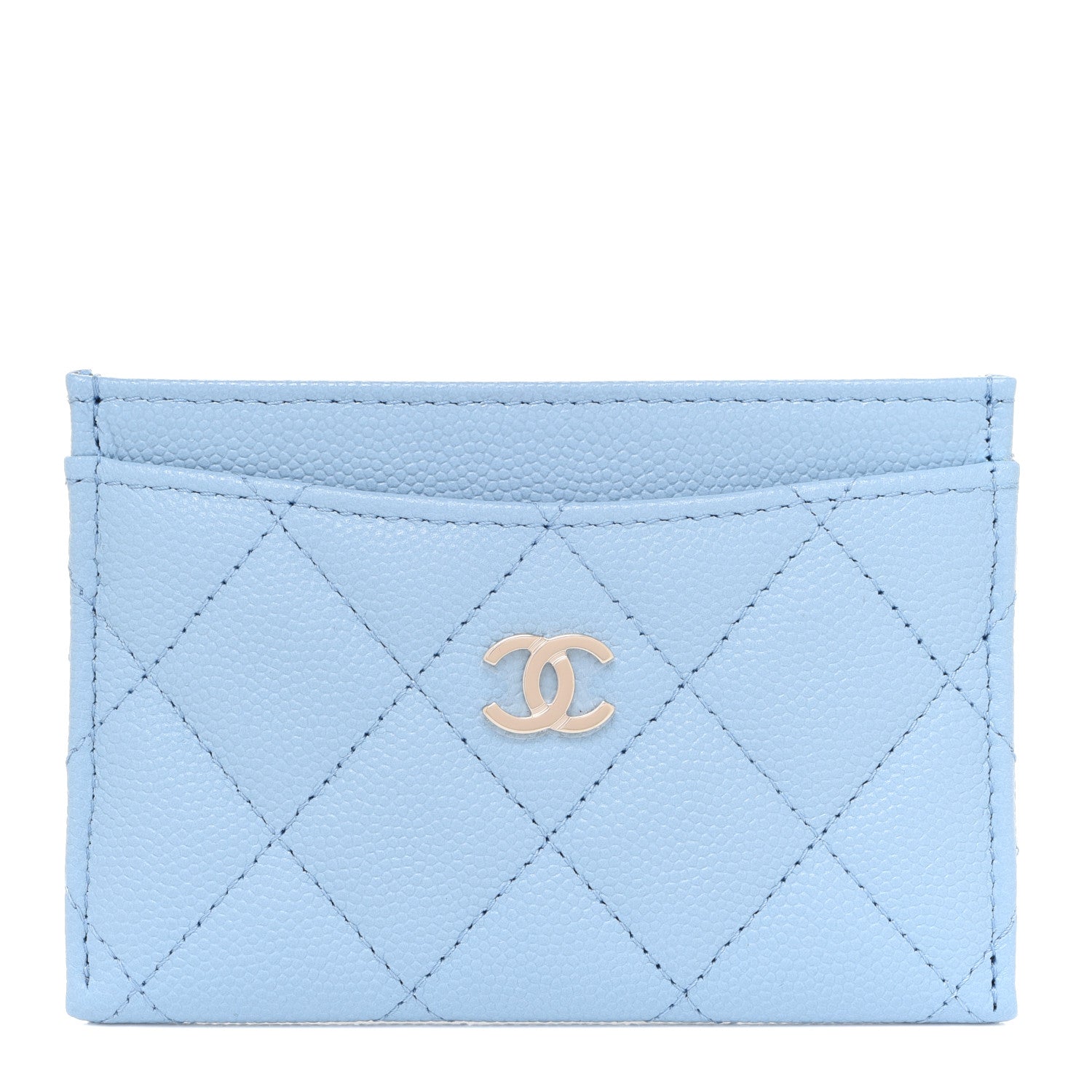 Chanel Caviar Quilted Card Holder Light Blue 1 of 8