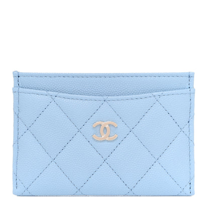Chanel Caviar Quilted Card Holder Light Blue 1 of 8