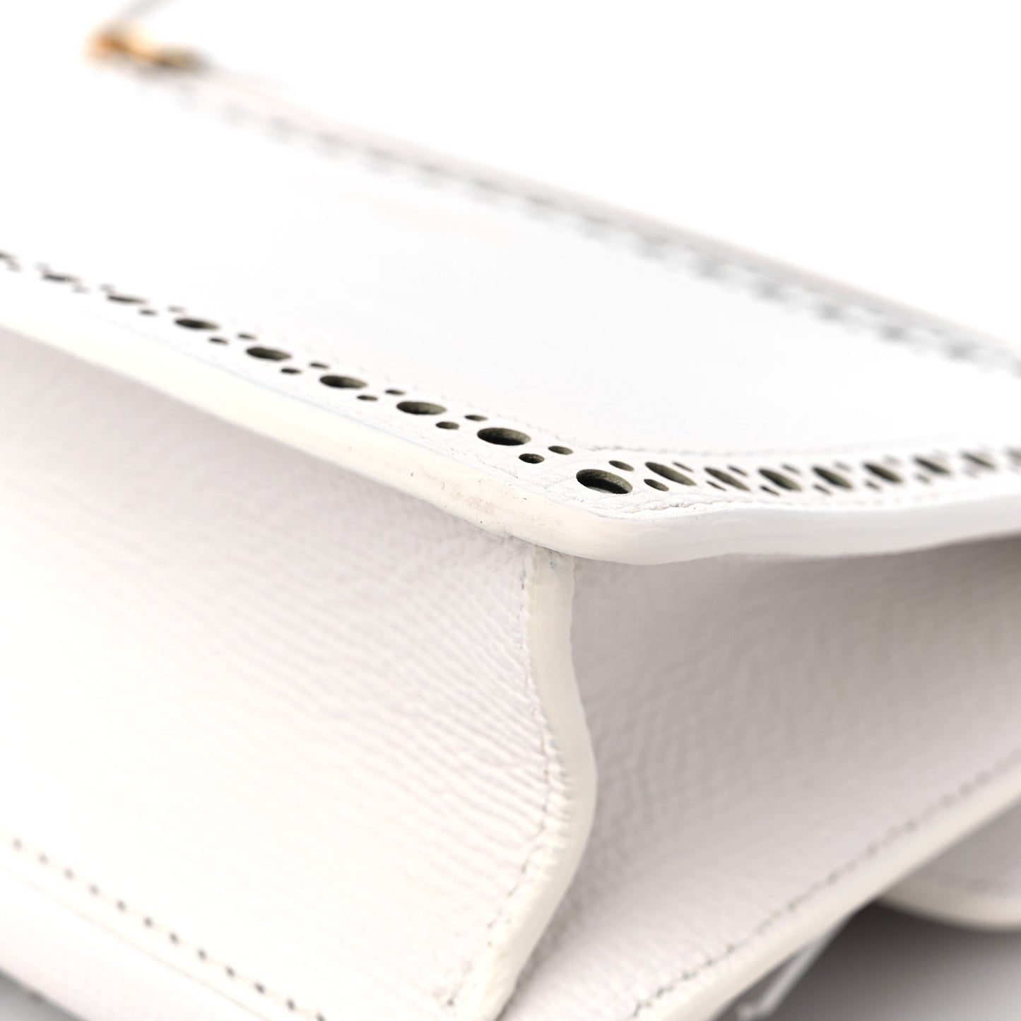 Grainy Calfskin Broguing Tassel Small Macken Crossbody Bag Chalk White