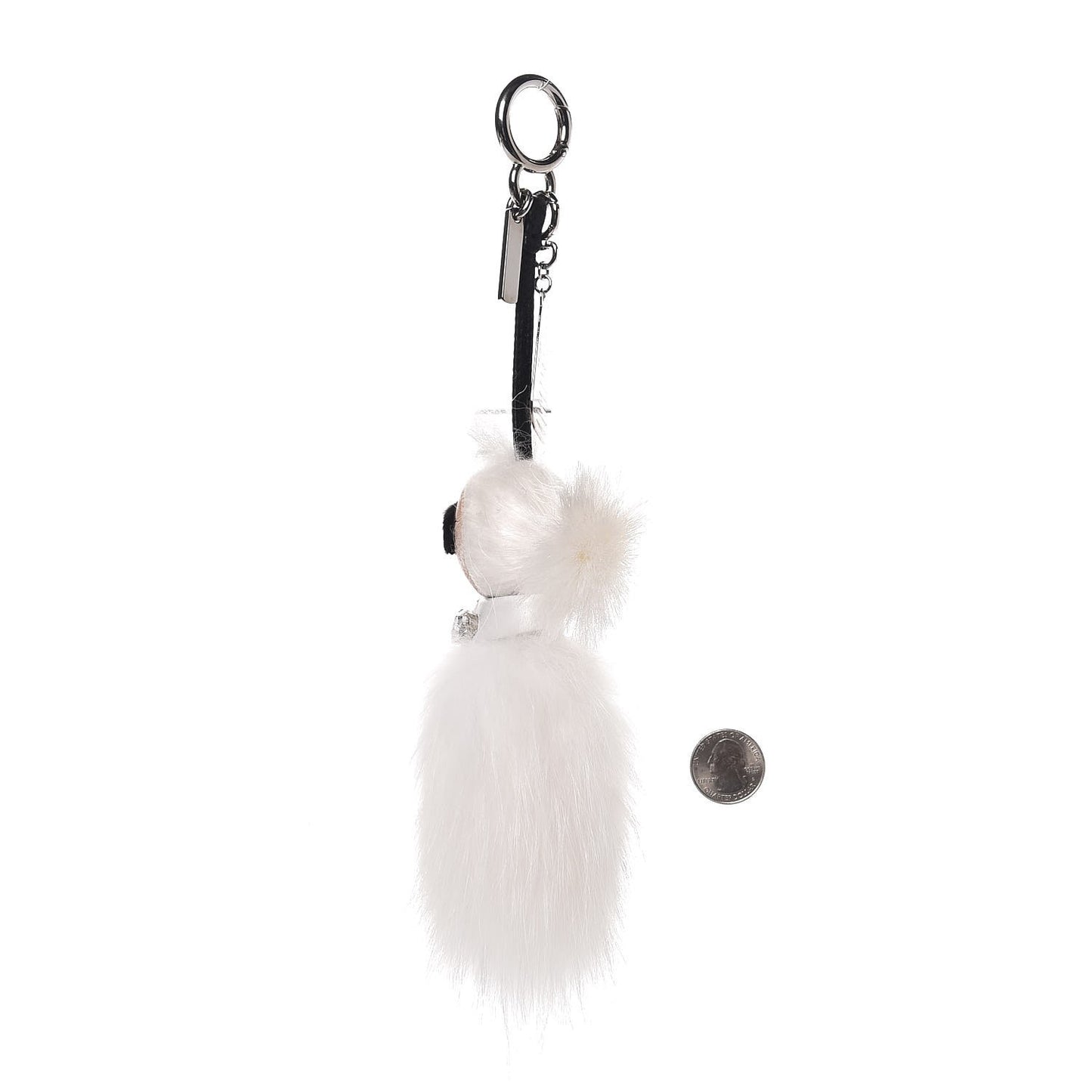 Fox Goat Mink Fur Nappa Crystal Studded Mini Karlito Tuxedo Bag Charm White Multicolor