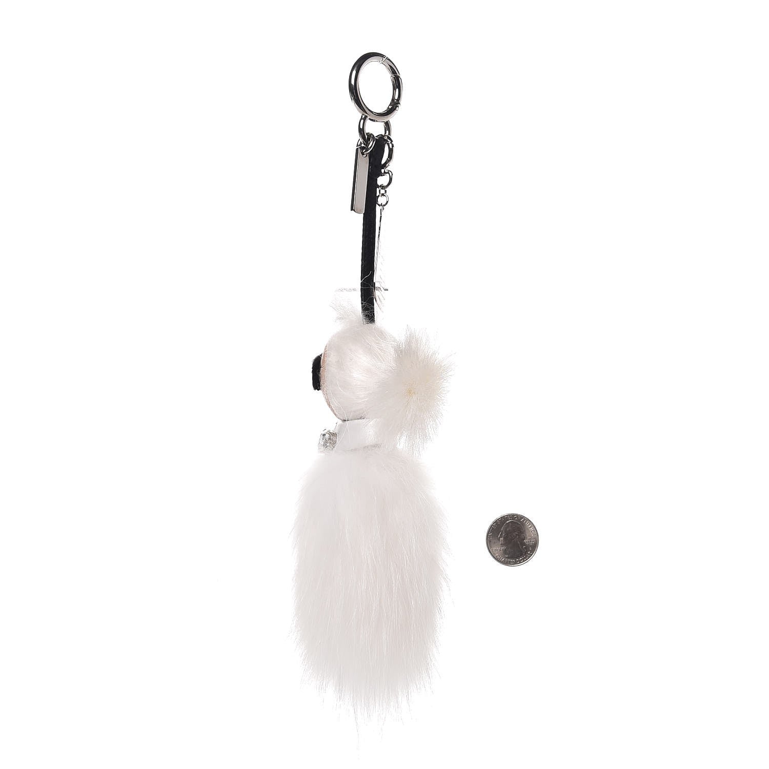 Fendi Fox Goat Mink Fur Nappa Crystal Studded Mini Karlito Tuxedo Bag Charm White Multicolor 2 of 3