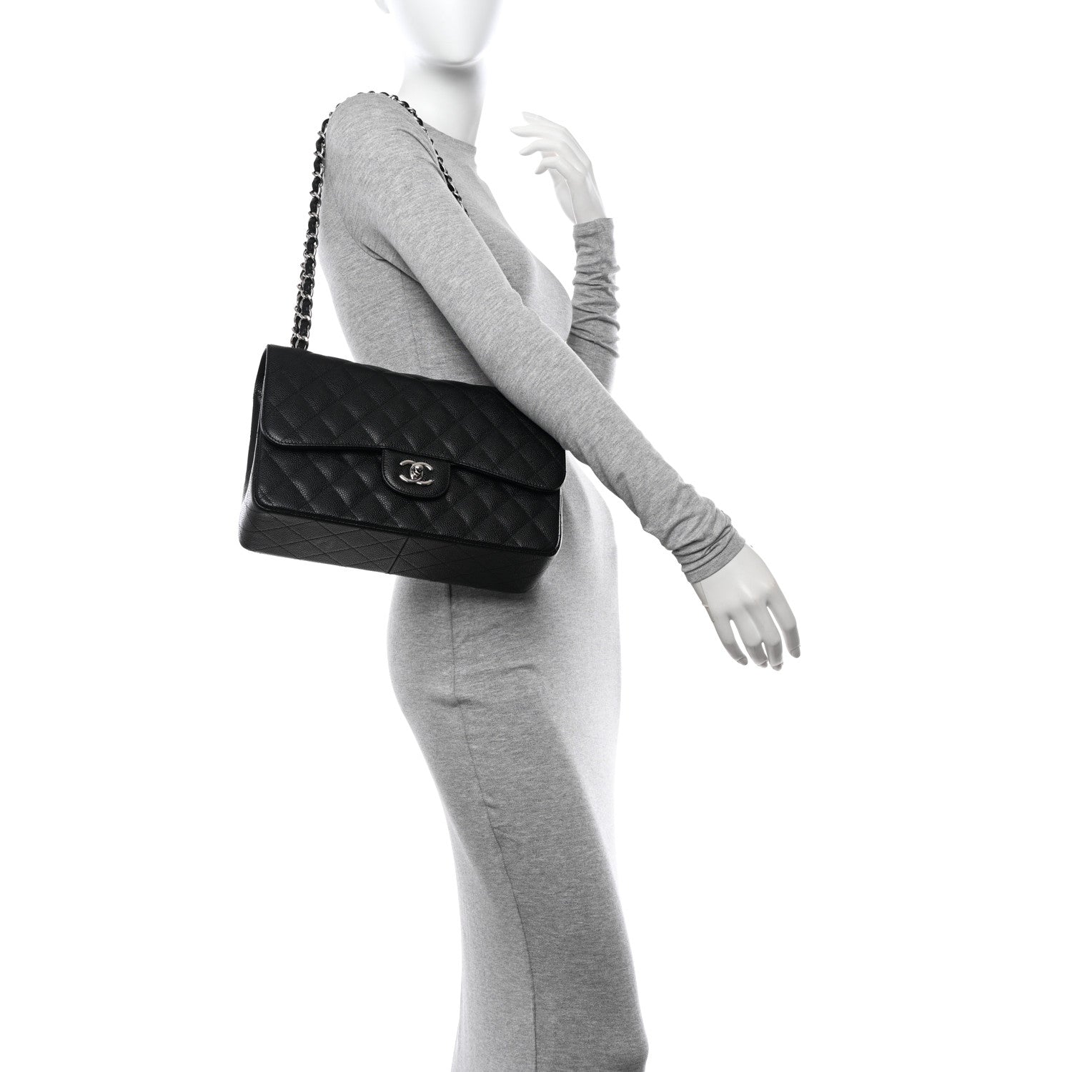 Chanel Caviar Quilted Jumbo Double Flap Black 2 of 10