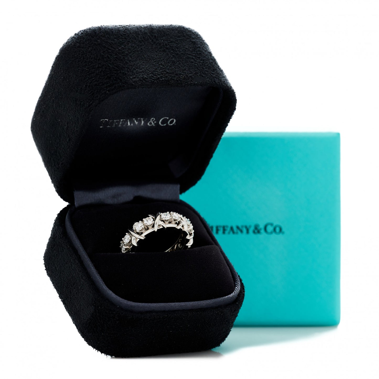 Platinum Diamond Schlumberger Sixteen Stone Ring 49 5