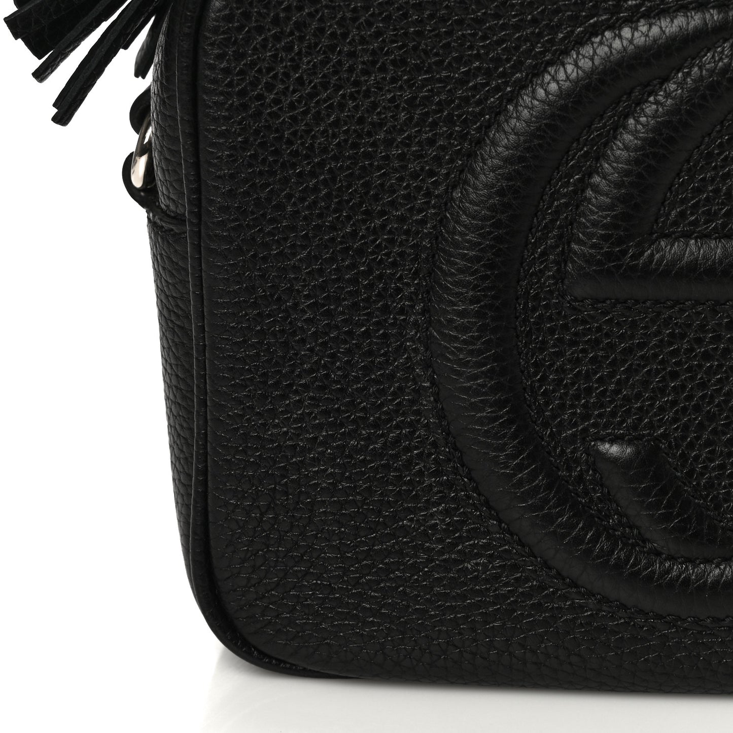 Pebbled Calfskin Small Soho Disco Bag Black