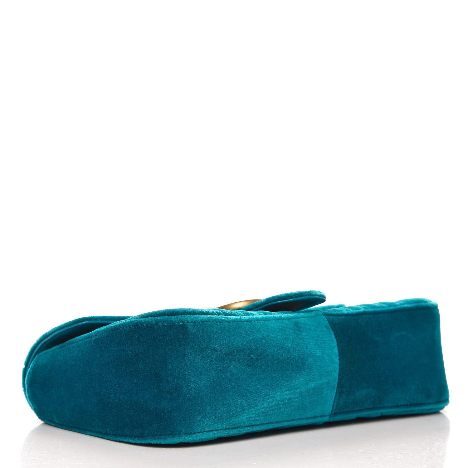 Gucci Velvet Matelasse Small GG Marmont Shoulder Bag Pavone Cyan 4 of 9