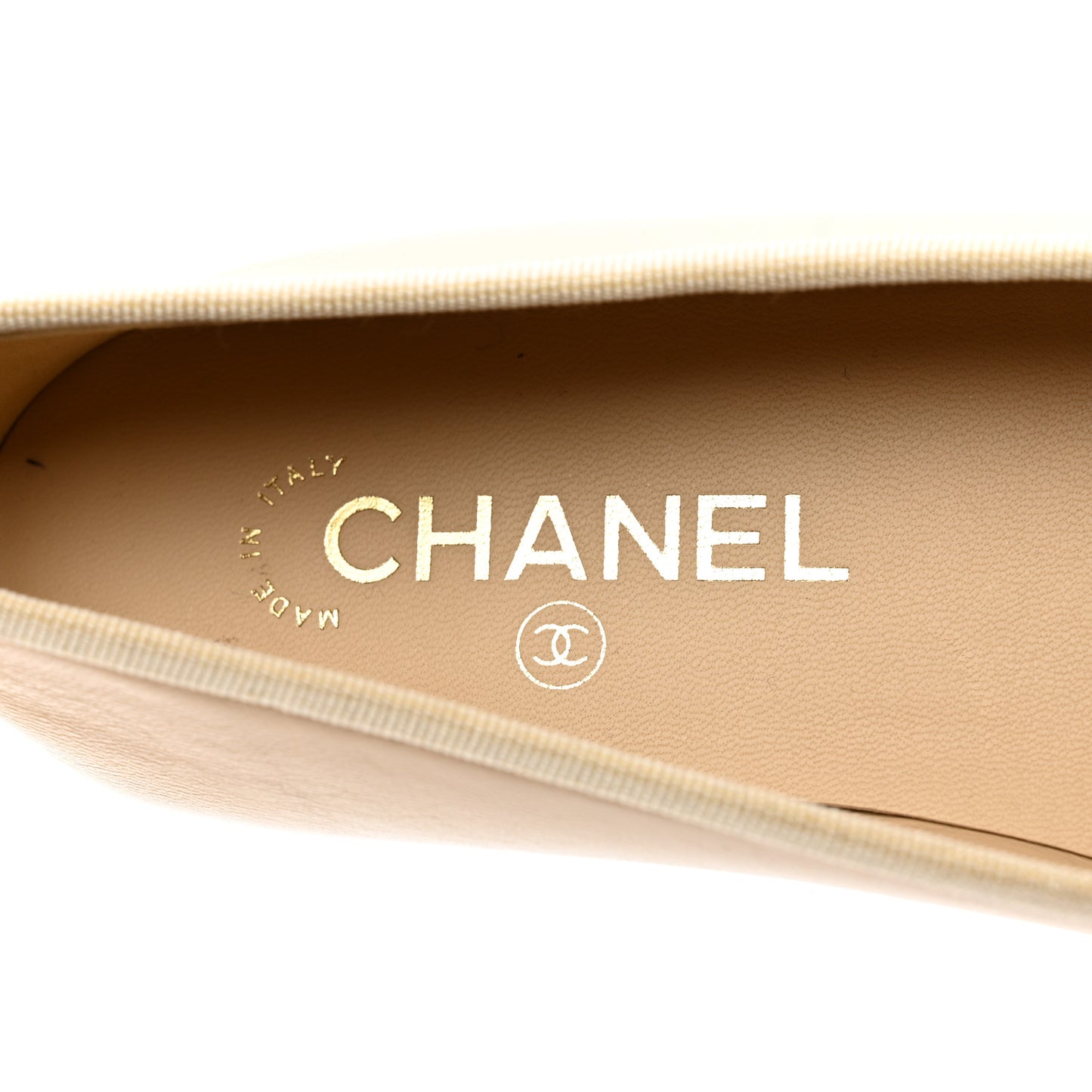 Lambskin Cap Toe CC Ballerina Flats 36.5 Beige Black