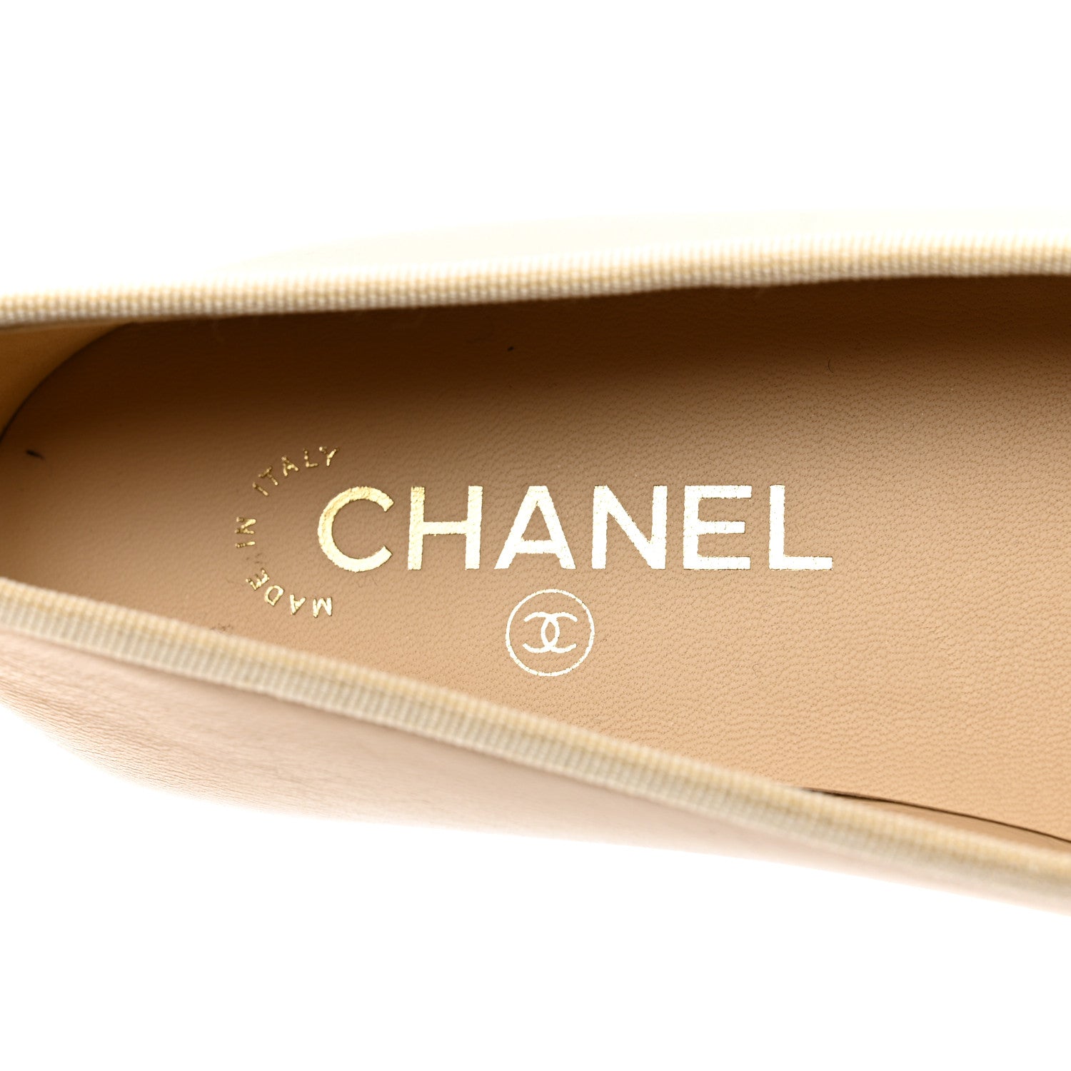 Chanel Lambskin Cap Toe CC Ballerina Flats 36.5 Beige Black 7 of 9