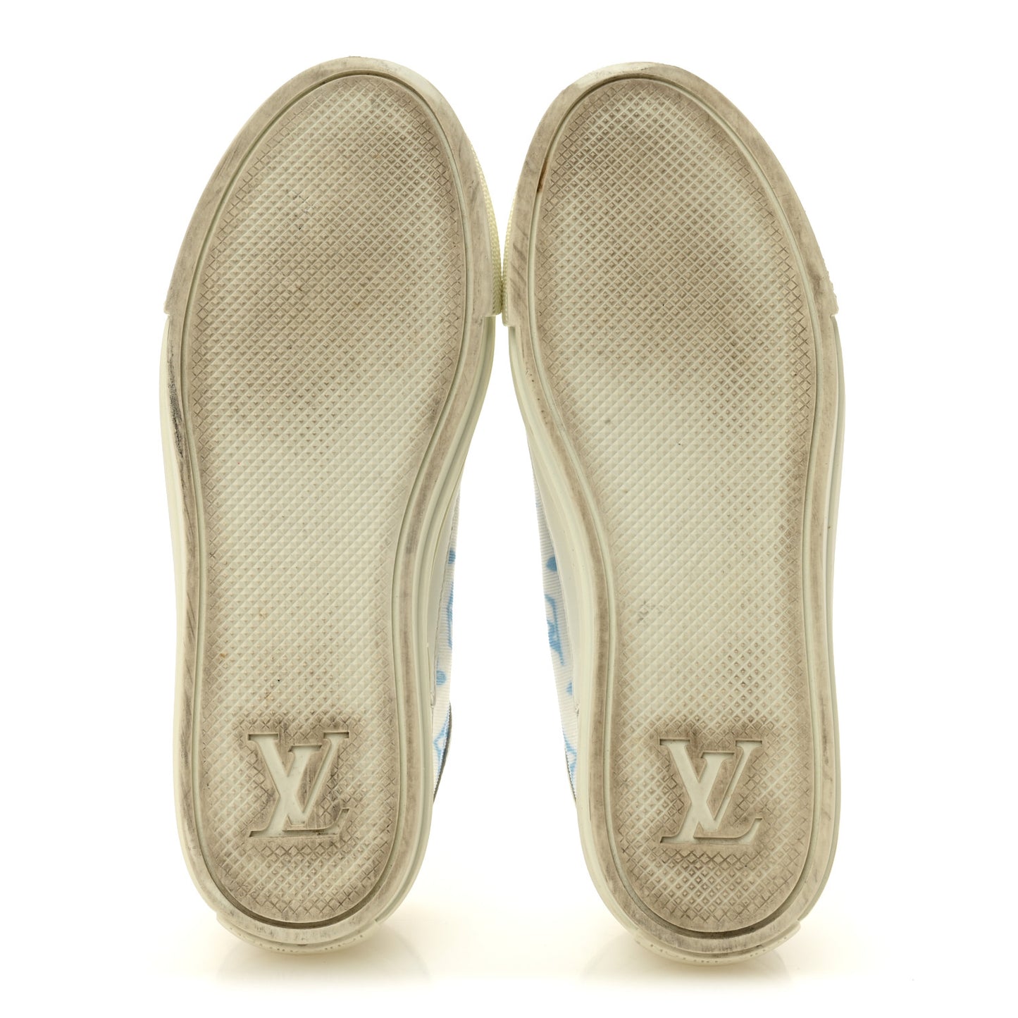 Technical Fabric Calfskin Monogram Stellar Sneakers 35  Blue