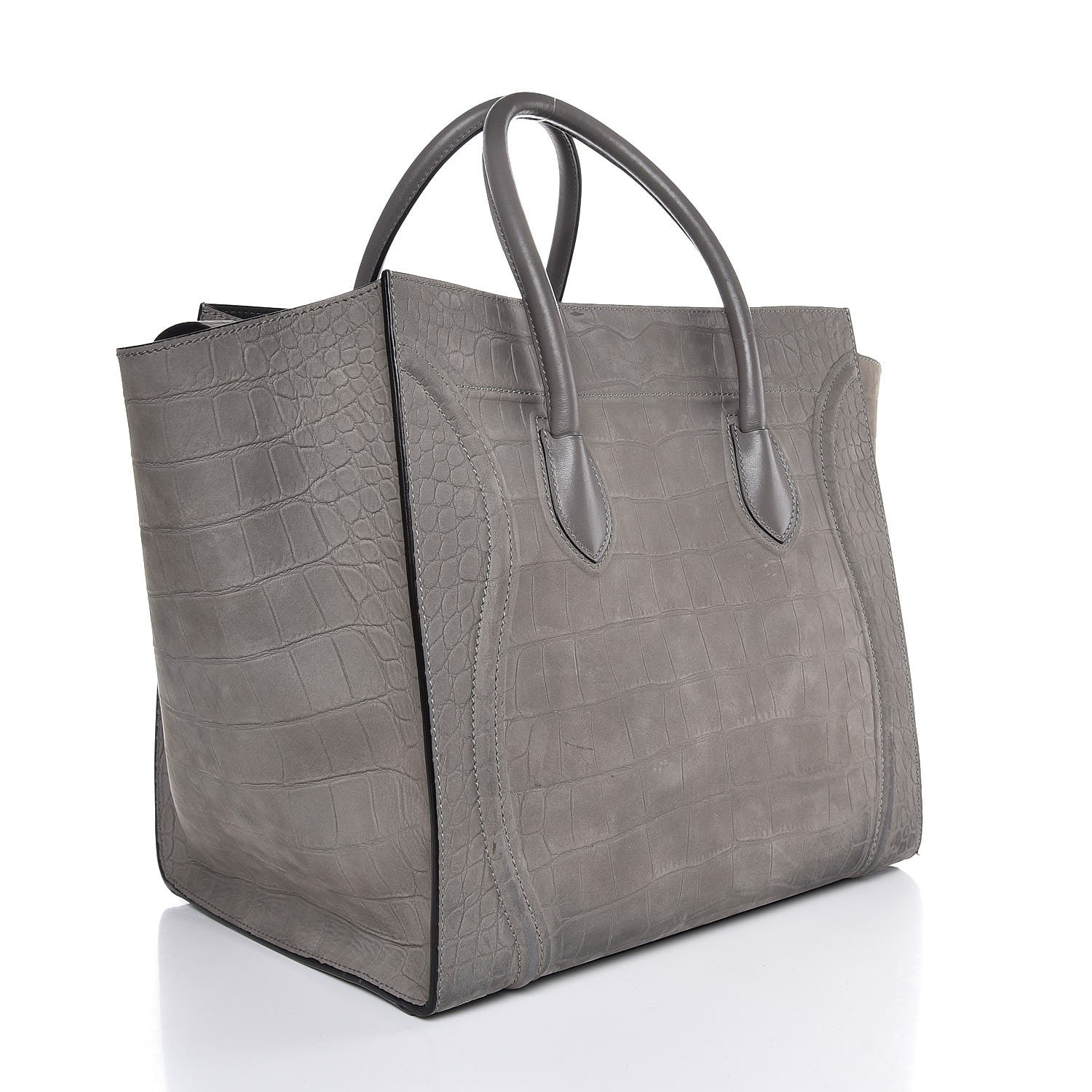 Celine Crocodile Embossed Nubuck Large Phantom Luggage Grey 4 of 7