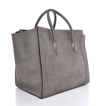 Celine Crocodile Embossed Nubuck Large Phantom Luggage Grey 4 of 7