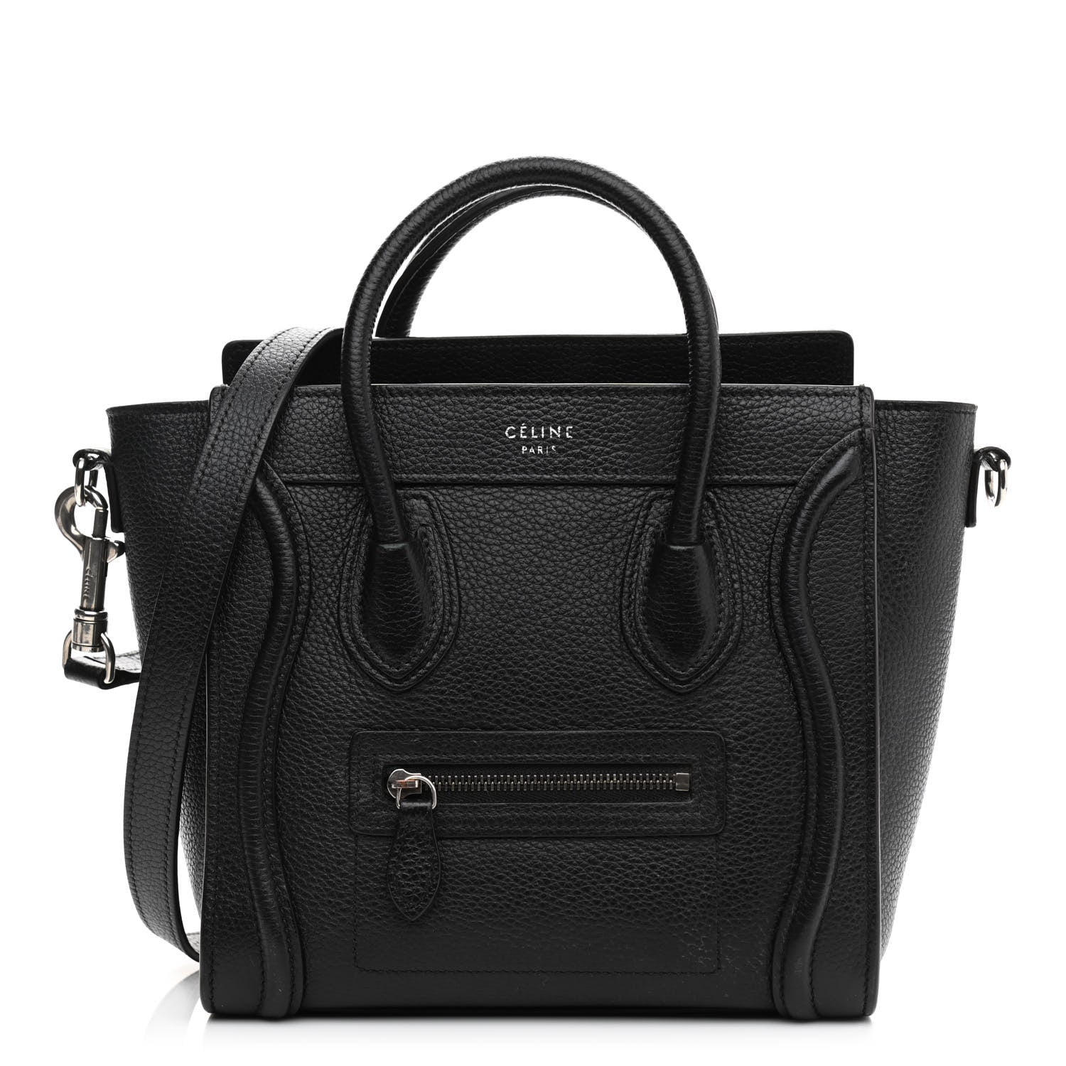 Celine Drummed Calfskin Nano Luggage Black 1 of 11