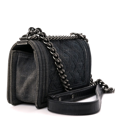 Chanel Denim Quilted Small Boy Flap Black 3 of 10