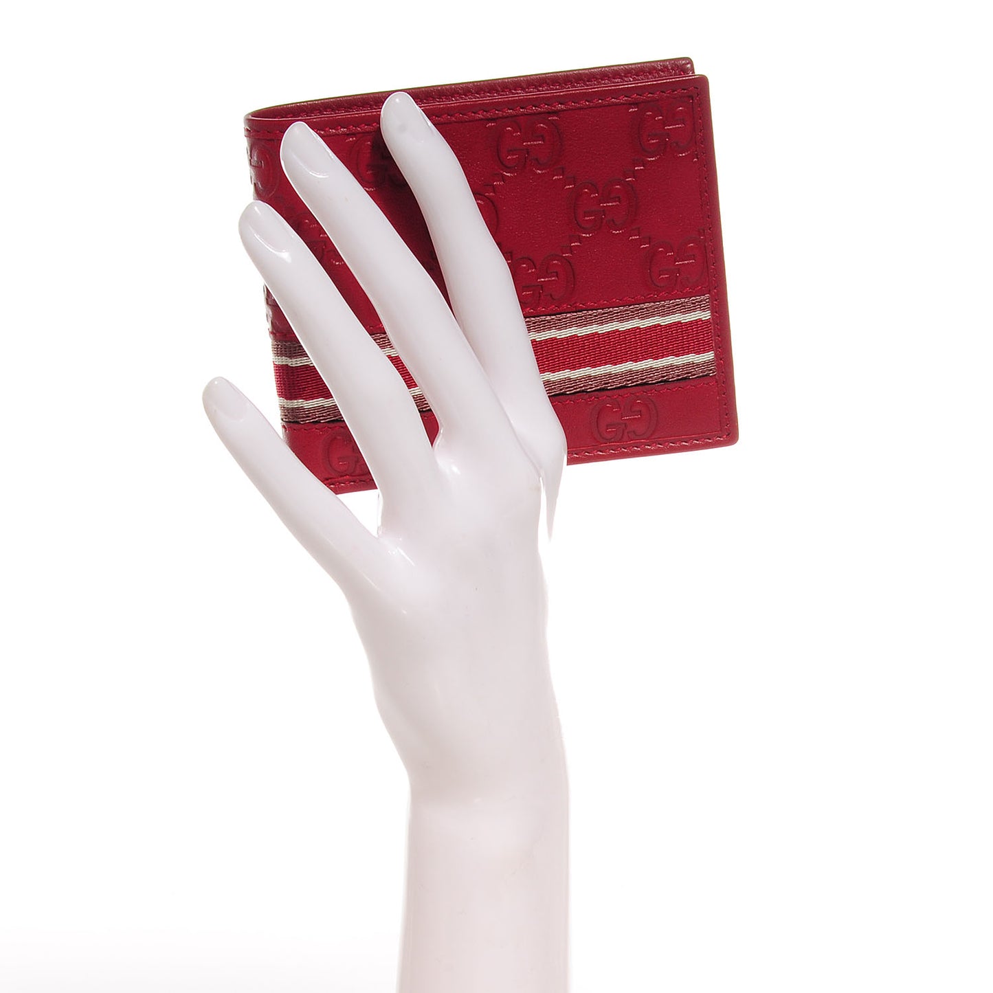 Mens Guccissima Web Bi-Fold Wallet Red