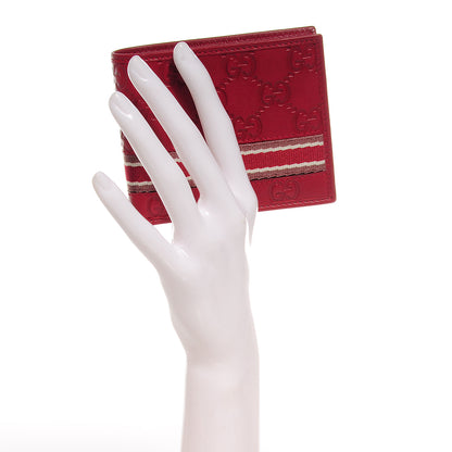 Gucci Mens Guccissima Web Bi-Fold Wallet Red 2 of 8