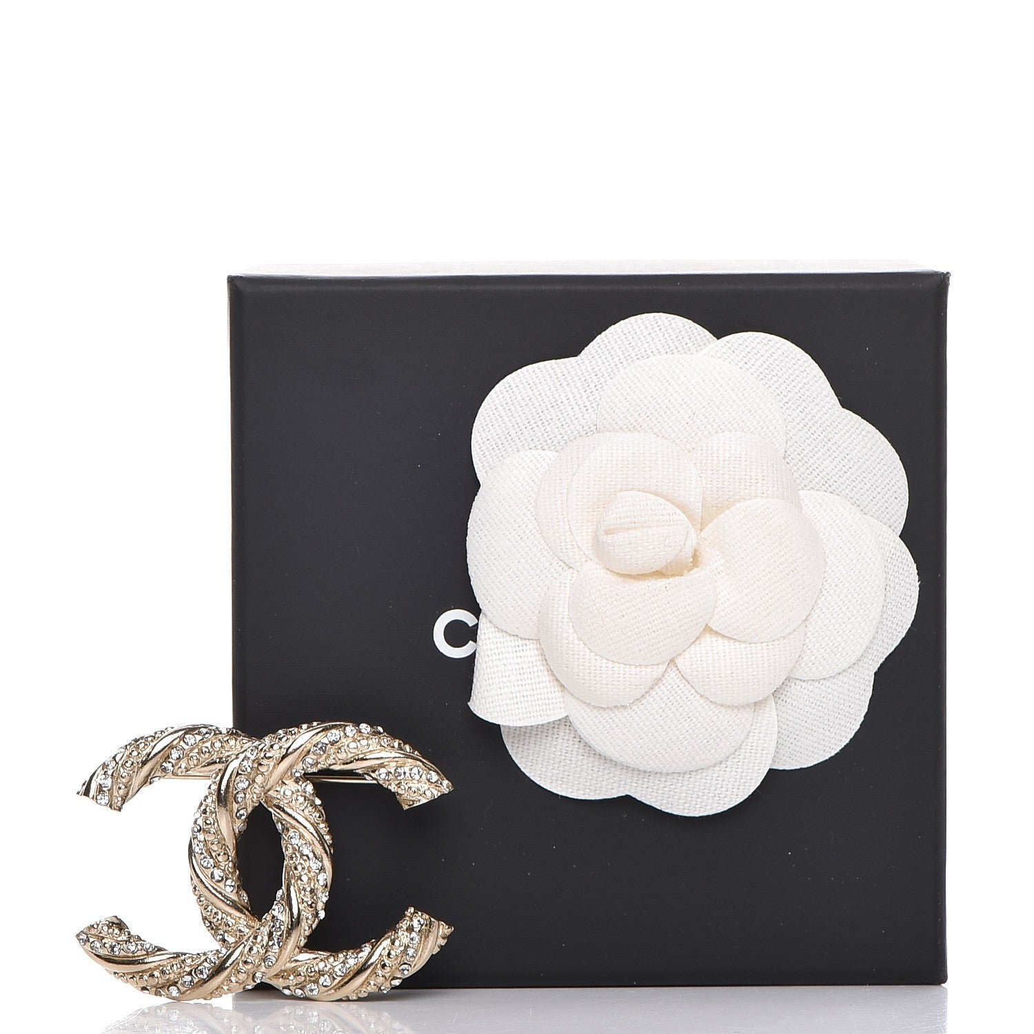 Chanel Crystal Twisted CC Brooch Light Gold 7 of 10