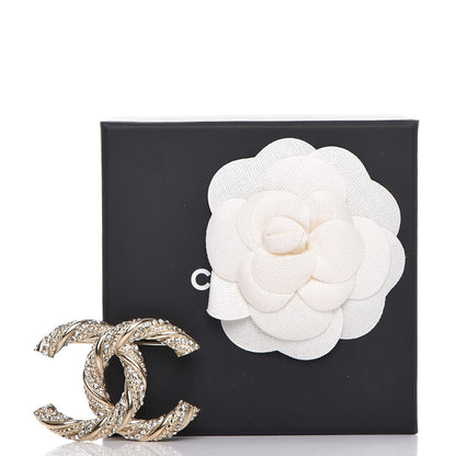Chanel Crystal Twisted CC Brooch Light Gold 7 of 10