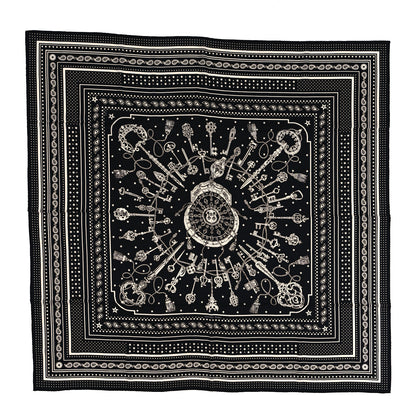 Hermes Cashmere Silk Les Cles Bandana Shawl 140 Black White 1 of 4
