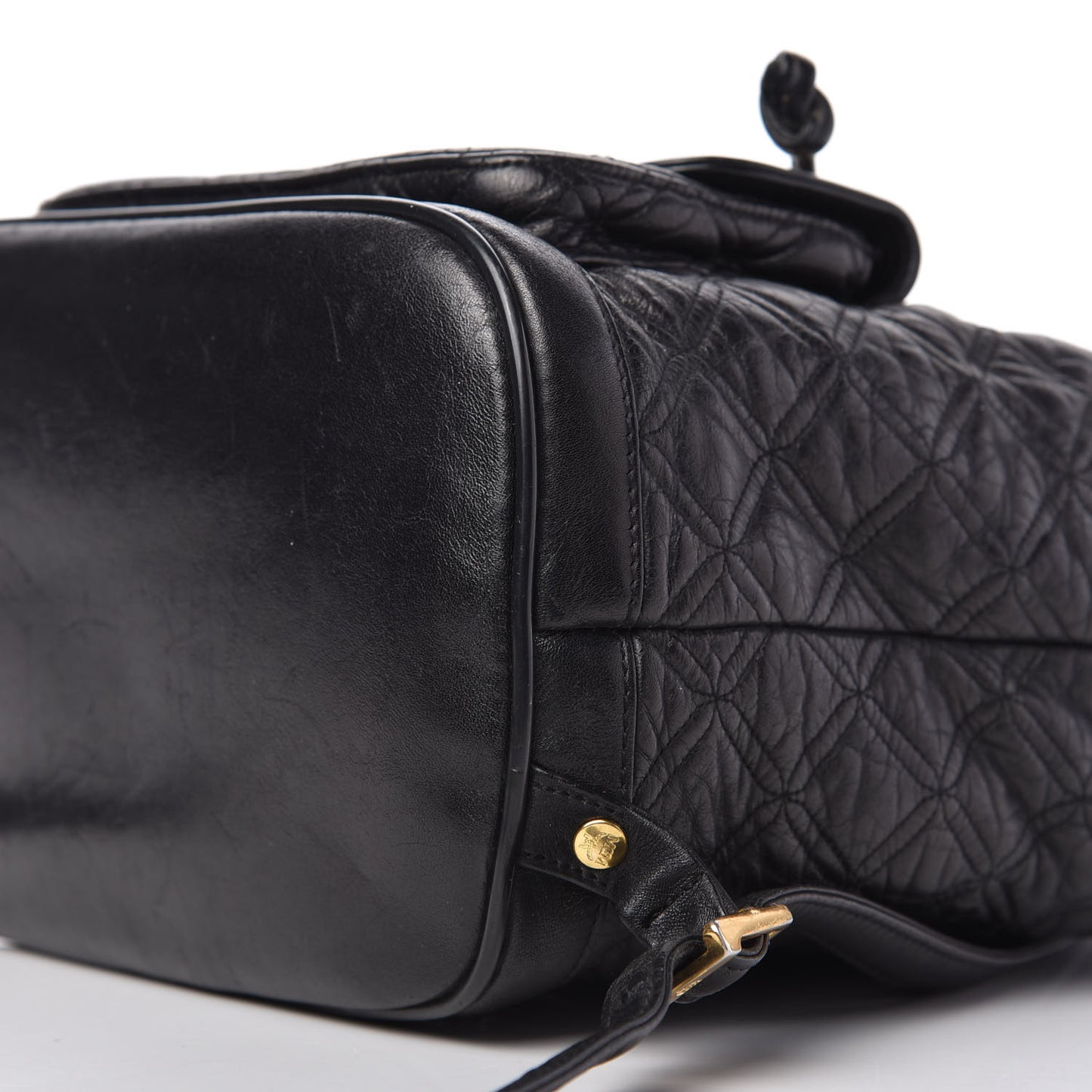 Calfskin Quilted Studded Backpack Black