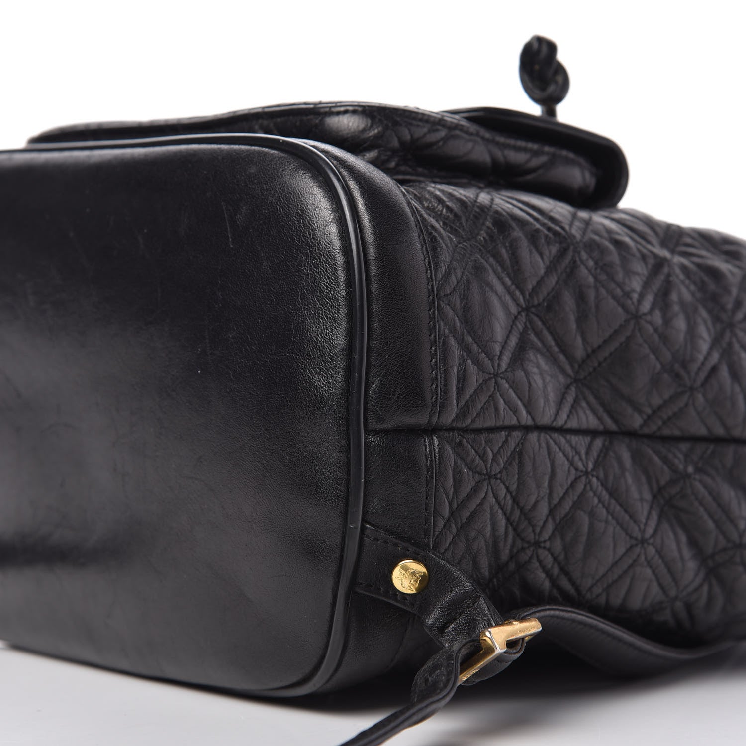 MCM Calfskin Quilted Studded Backpack Black 7 of 9