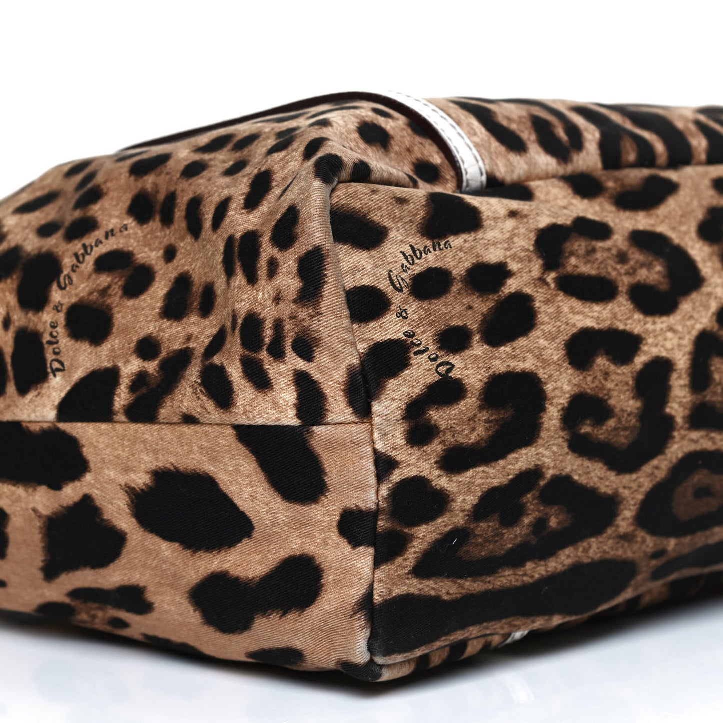 Canvas Leopard Print Medium Tote White