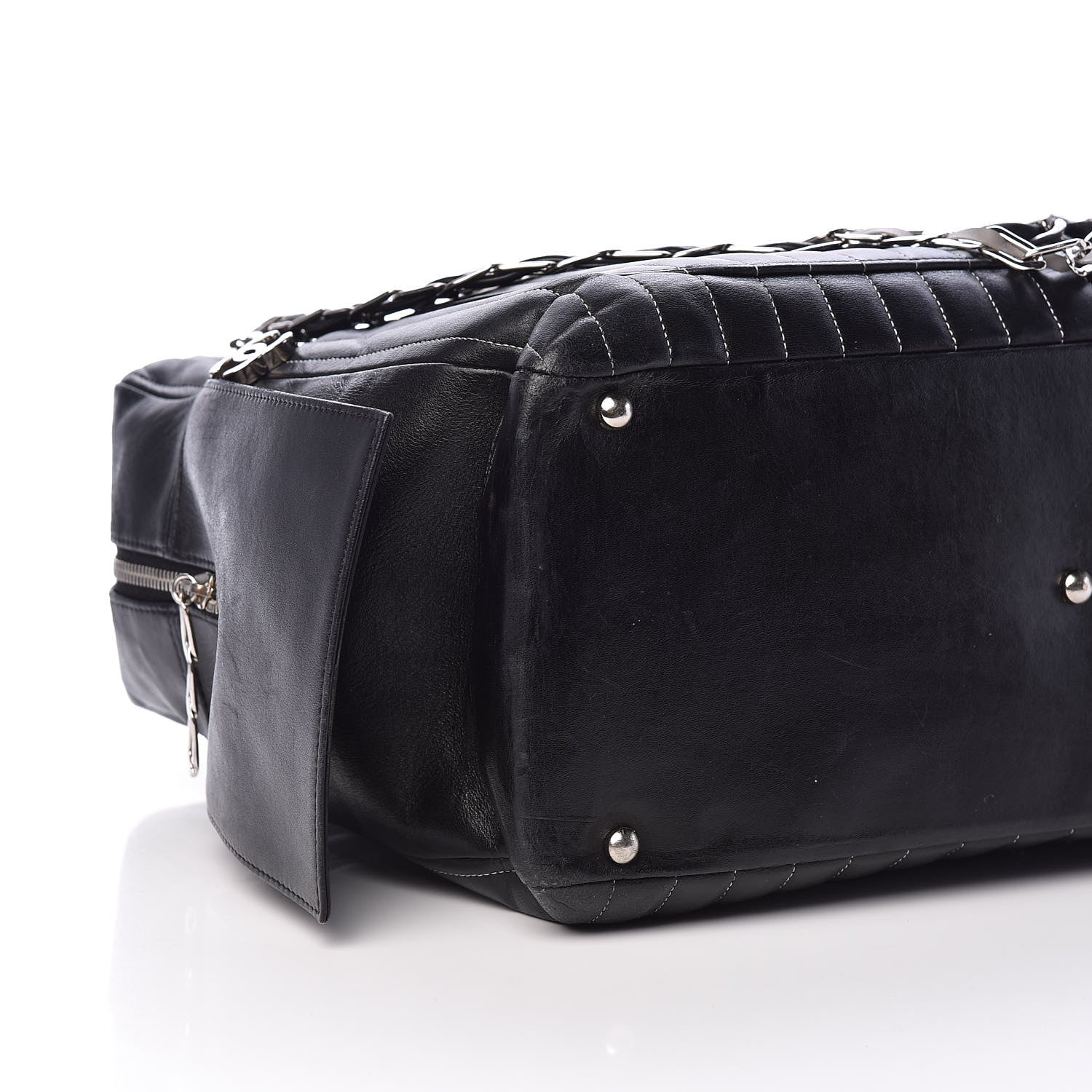 Chanel Lambskin Vertical Quilted Mademoiselle Camera Case Black 8 of 10