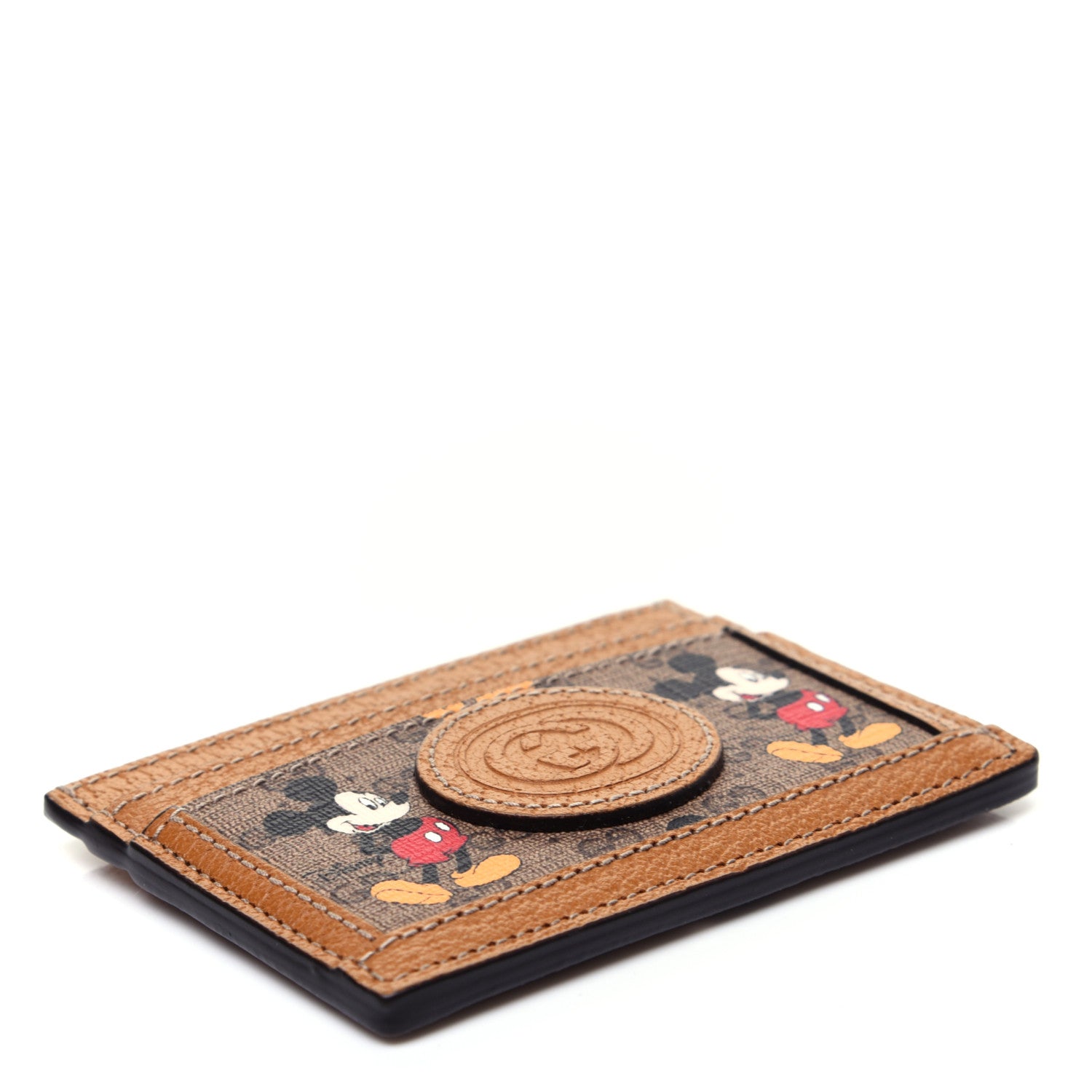 Gucci X DISNEY Mini Vintage GG Supreme Monogram Mickey Mouse Card Holder Beige Vintage Sun Oil 4 of 8