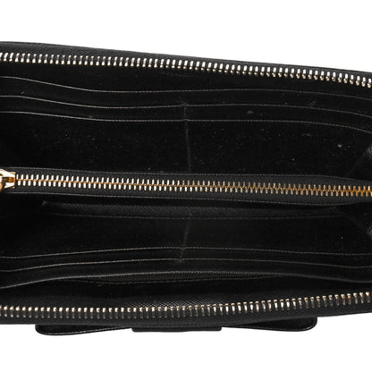 Prada Saffiano Fiocco Bow Zip Around Wallet Black 5 of 15