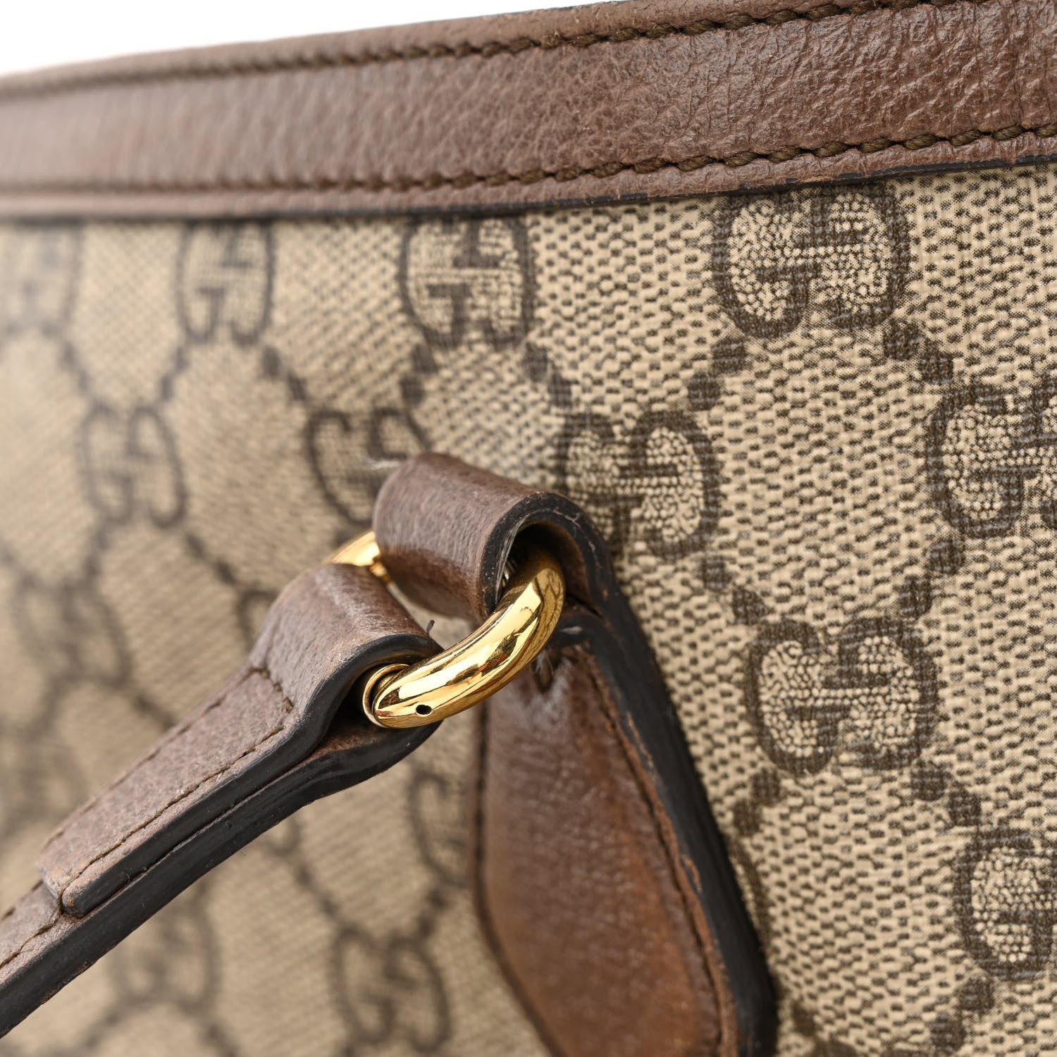 Gucci GG Supreme Monogram Textured Calfskin Web Medium Ophidia Shopping Tote Beige Ebony New Acero 17 of 22