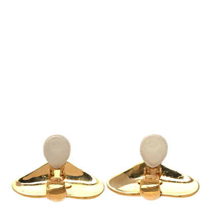 Chanel Metal CC Heart Drop Clip On Earrings Gold 3 of 4