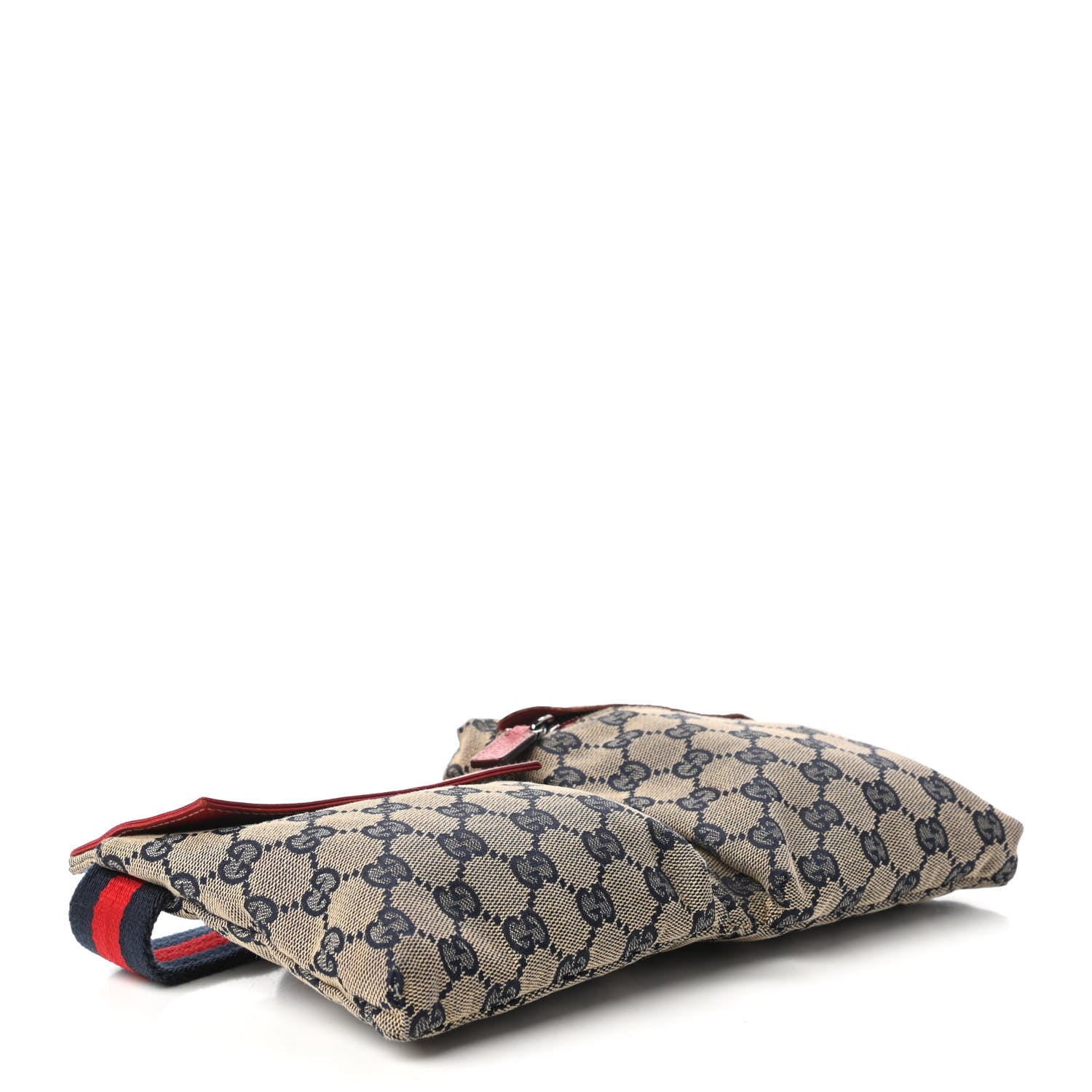 Gucci GG Monogram Web Double Pocket Belt Bag Navy Red 4 of 10