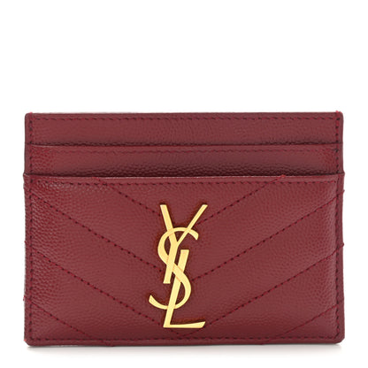 Saint Laurent Grain De Poudre Matelasse Chevron Monogram Credit Card Case Opyum Red 1 of 8