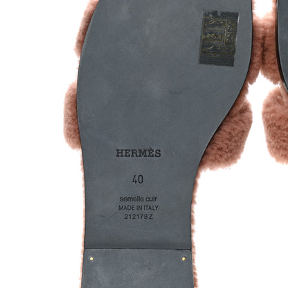 Hermes Woolskin Oran Sandals 40 Rose Aube 8 of 10
