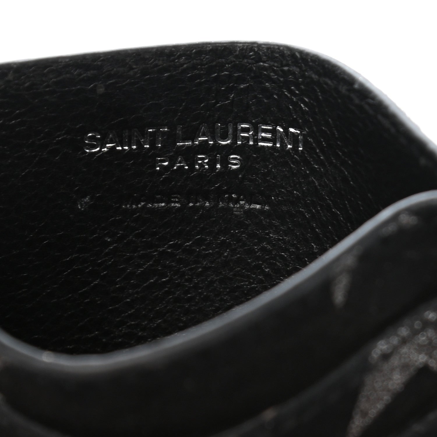 Saint Laurent Calfskin Star Embroidered Monogram Credit Card Case Black 6 of 7