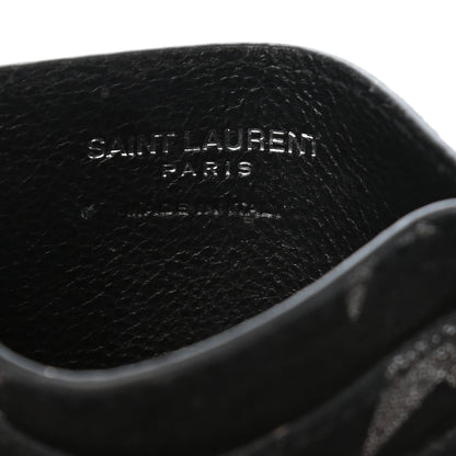 Saint Laurent Calfskin Star Embroidered Monogram Credit Card Case Black 6 of 7
