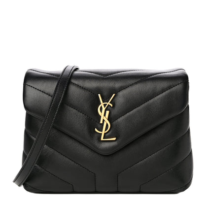 Saint Laurent Calfskin Y Quilted Monogram Toy Loulou Crossbody Bag Black 1 of 12