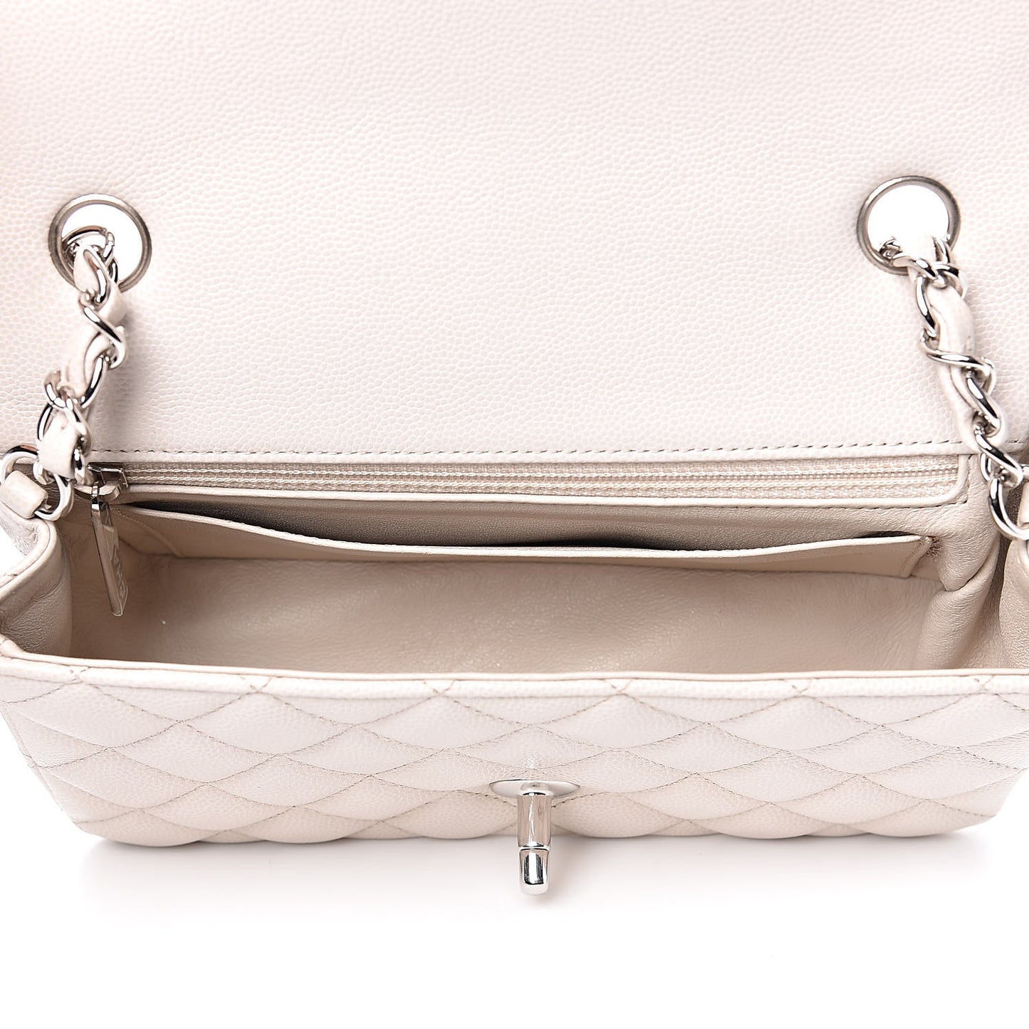 Caviar Quilted Mini Rectangular Flap Ivory