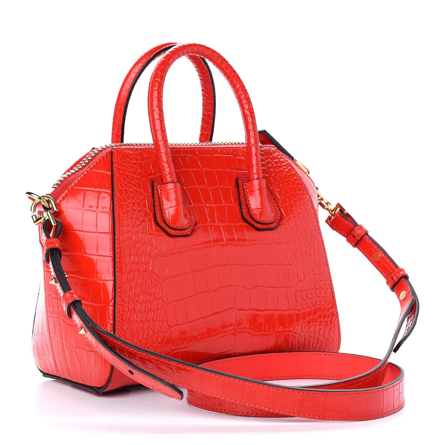 Calfskin Crocodile Embossed Mini Antigona Red