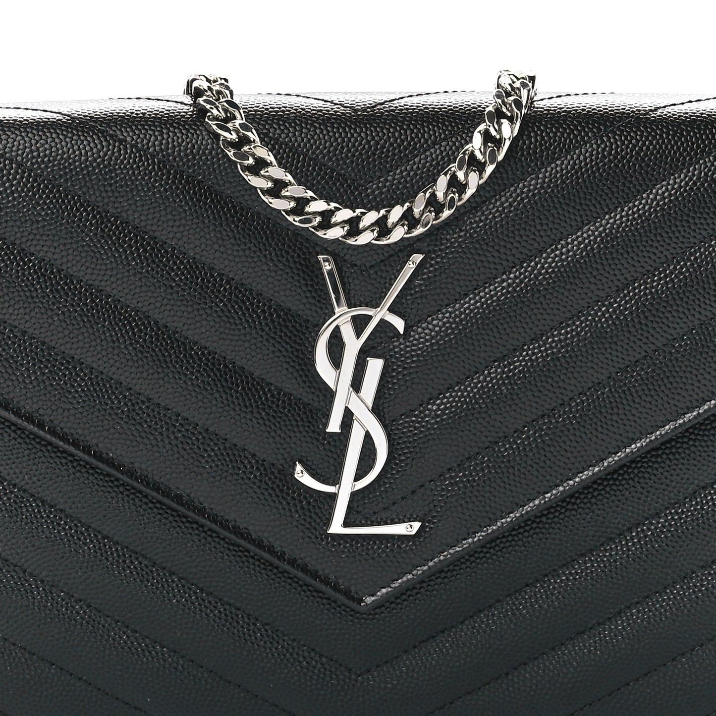 Grain De Poudre Matelasse Chevron Monogram Chain Wallet Black