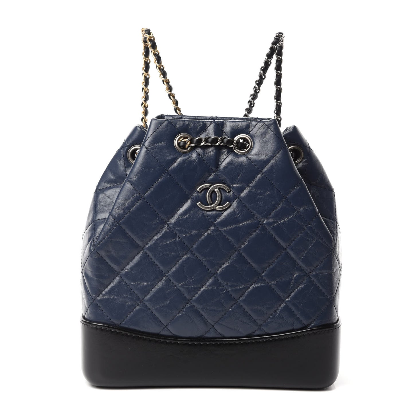 Aged Calfskin Quilted Small Gabrielle Backpack Blue Black