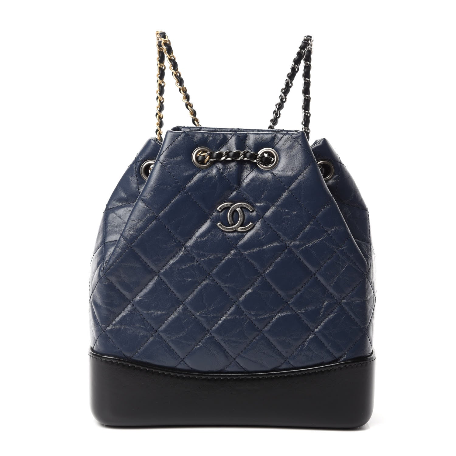 Chanel Aged Calfskin Quilted Small Gabrielle Backpack Blue Black 1 of 11
