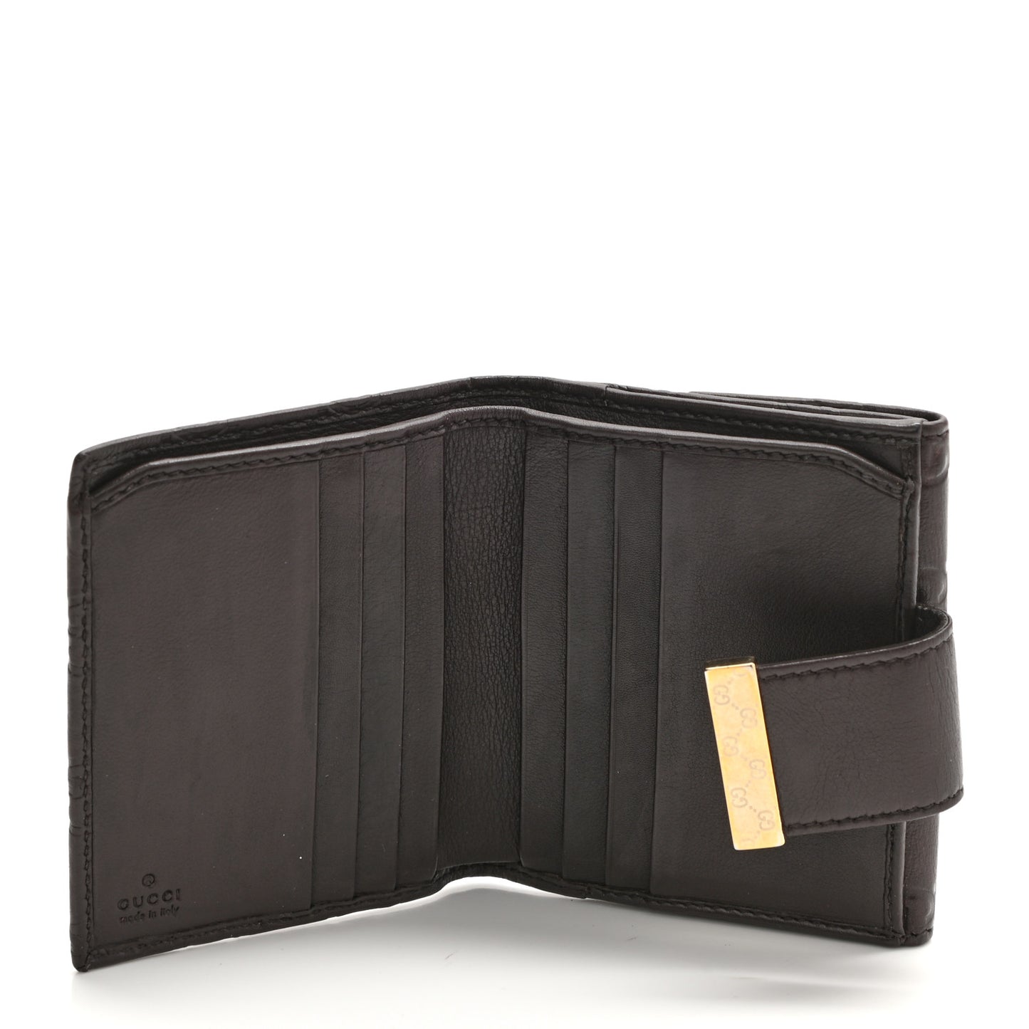 Guccissima Icon Bar French Wallet Dark Brown