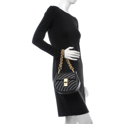 Chloe Calfskin Quilted Mini Drew Bijou Shoulder Bag Black 3 of 8