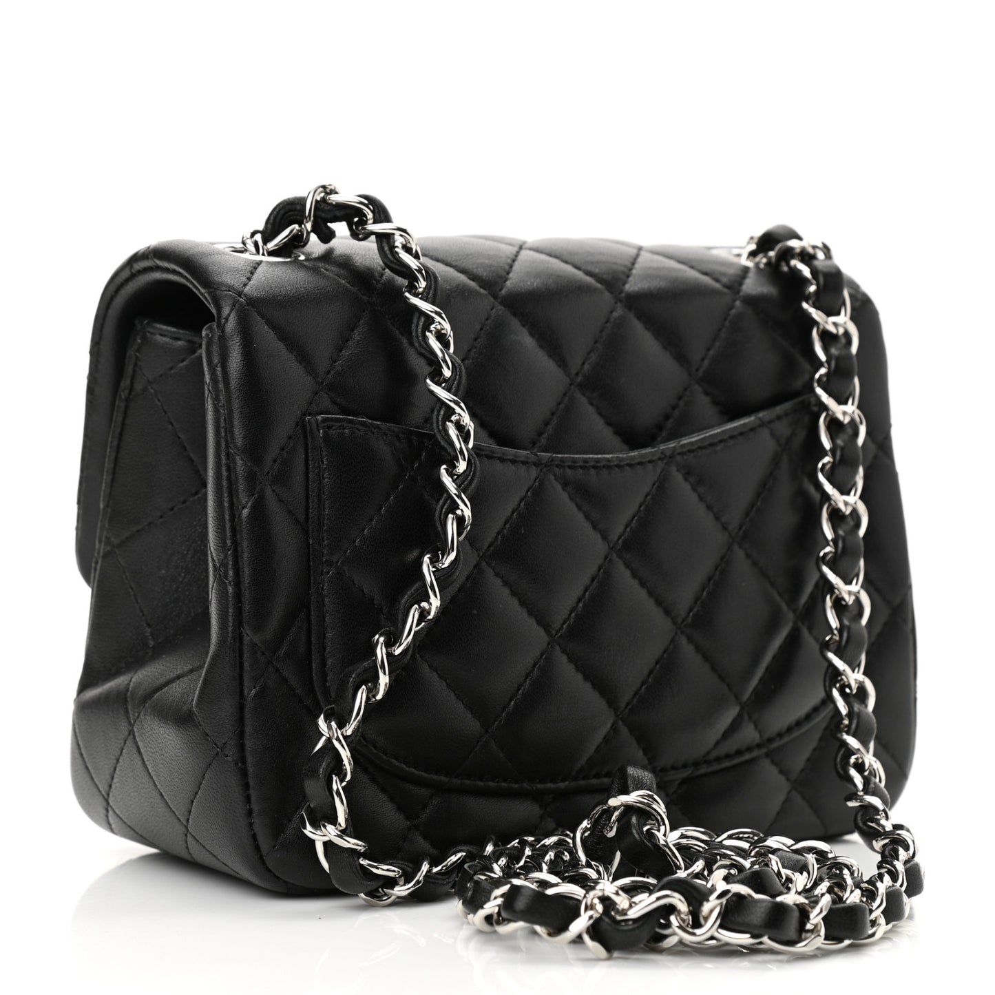 Lambskin Quilted Mini Square Flap Black