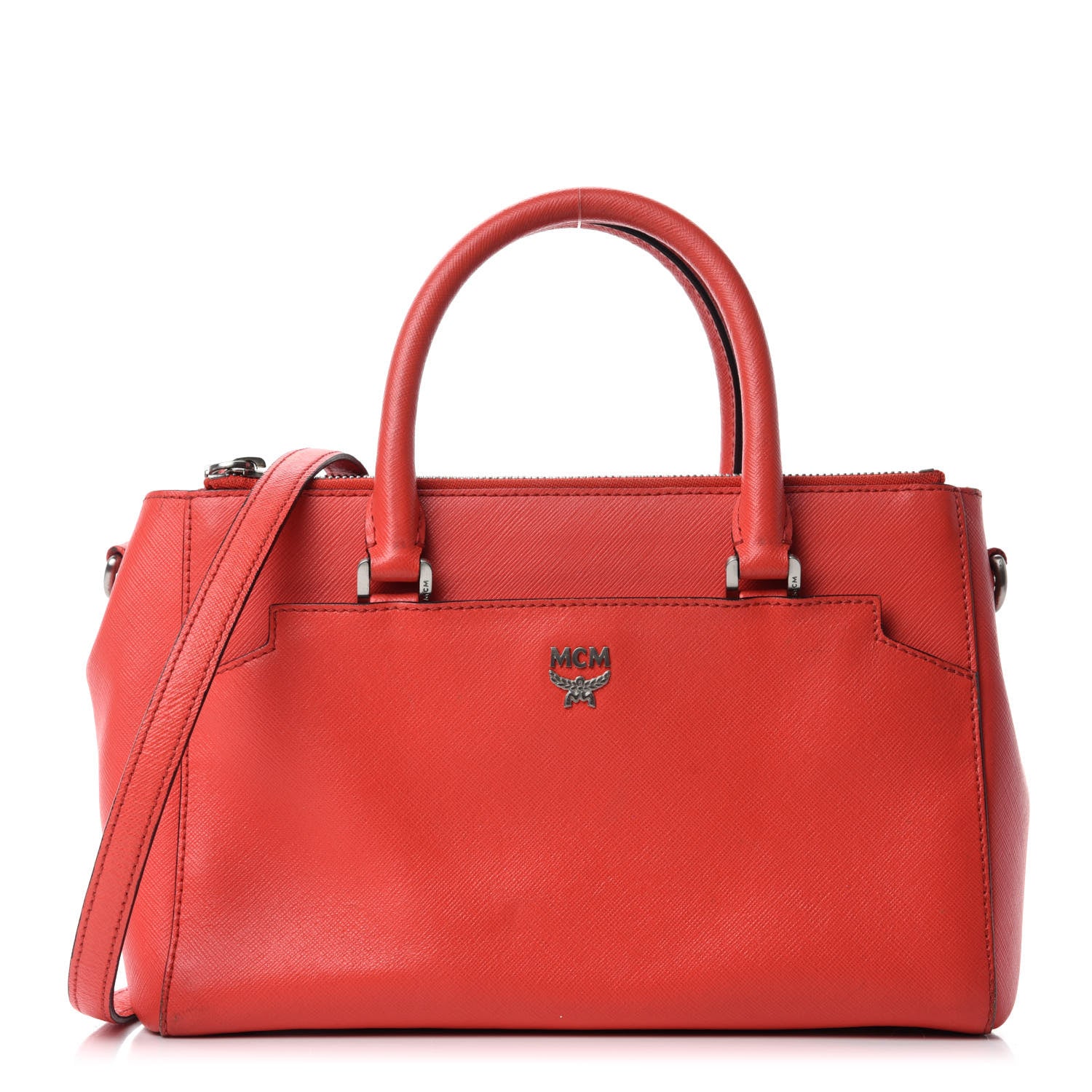 MCM Saffiano Small Elda Tote Red 1 of 15