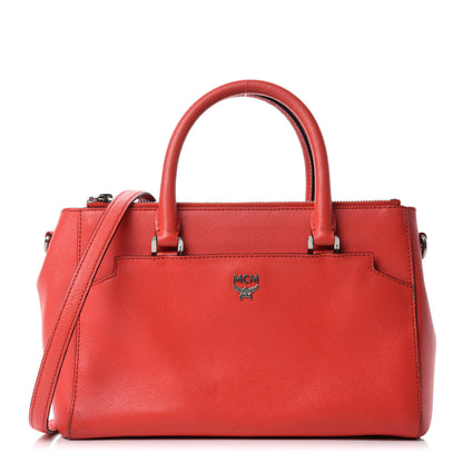 MCM Saffiano Small Elda Tote Red 1 of 15