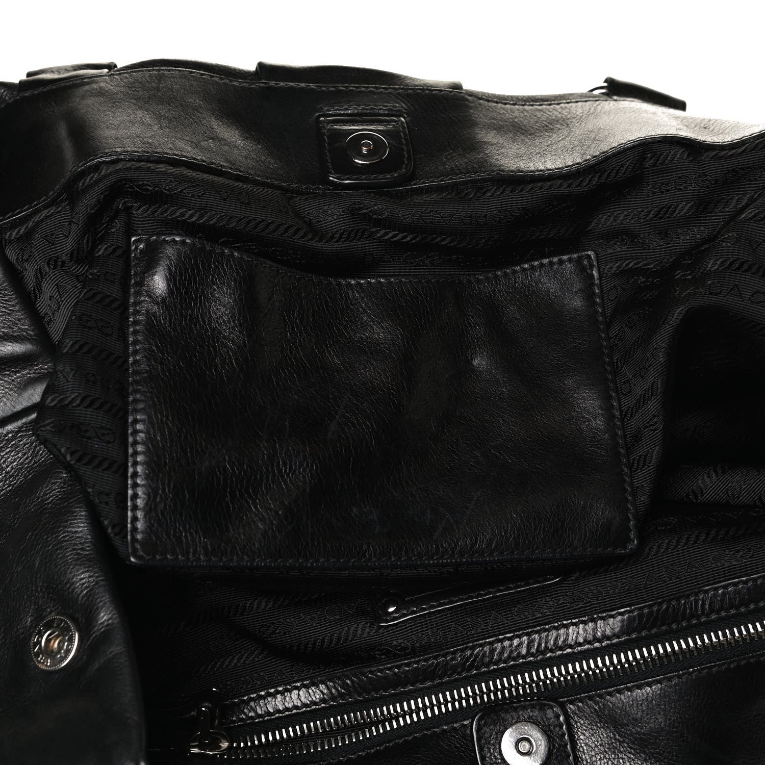 Prada Soft Calf Pleated Shoulder Bag Black 12 of 16