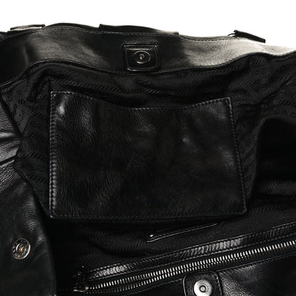 Prada Soft Calf Pleated Shoulder Bag Black 12 of 16