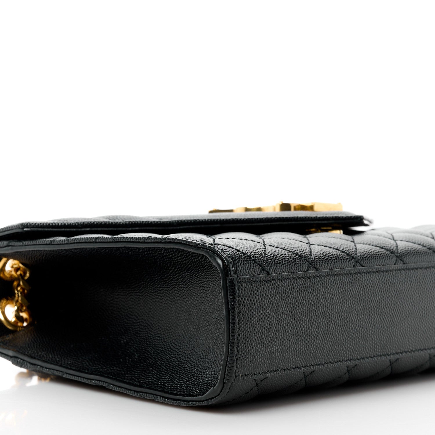 Saint Laurent Grain De Poudre Textured Mixed Matelasse Triquilt Medium Monogram Satchel Black 10 of 11